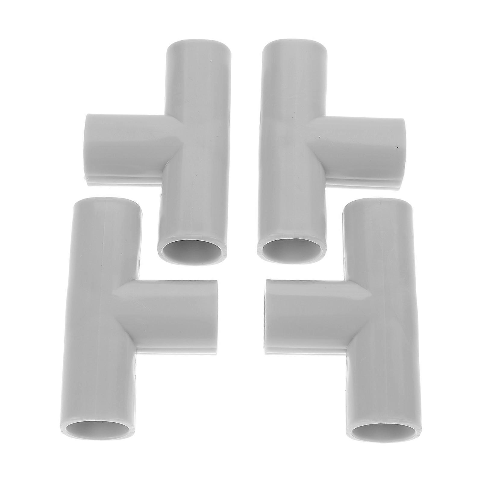 4pcs PVC Tee Connectors for DIY Playpen, Safety Fence & Furniture – T Shaped Pipe Fittings for Indoor & Outdoor Use – Light Grey
