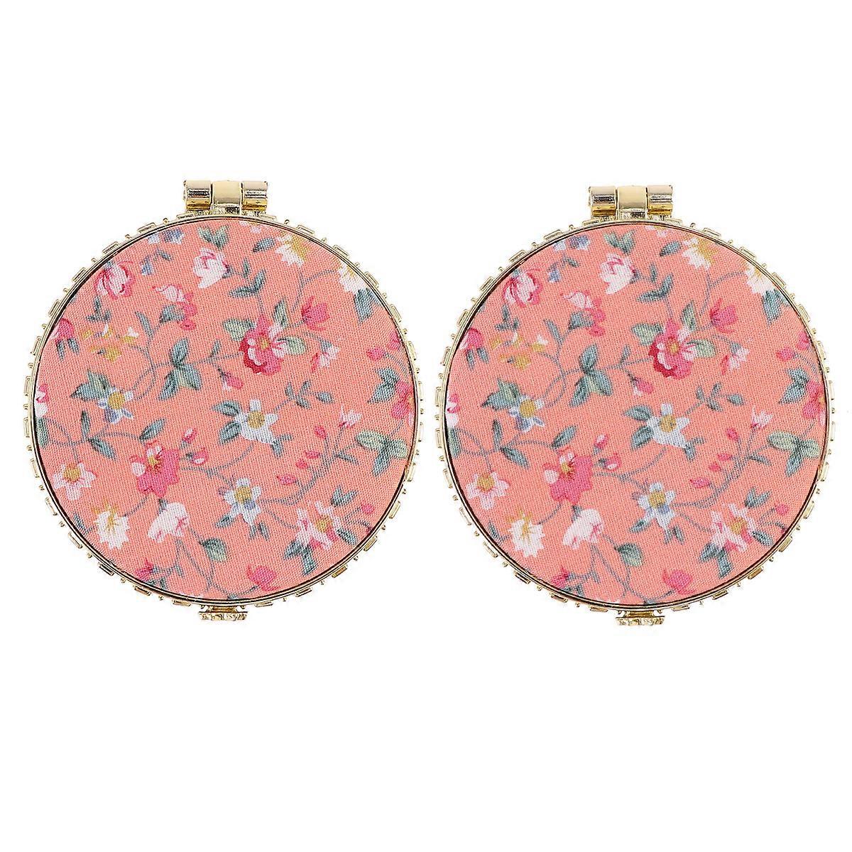 Personal Makeup Mirrors Double-Sided Compact Folding Retro 8X7cm Circular 2Pcs