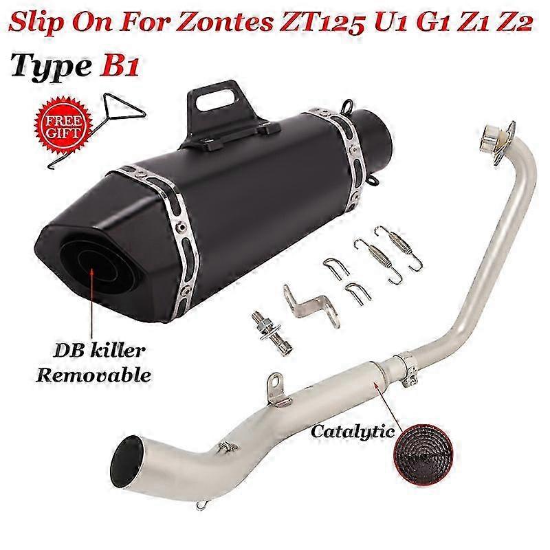 Full Motorcycle Exhaust Escape System Modified Catalyst Front Link Pipe 51mm Moto Muffler for Compatible with Zontes ZT125 U1 zt125 G1 2021-