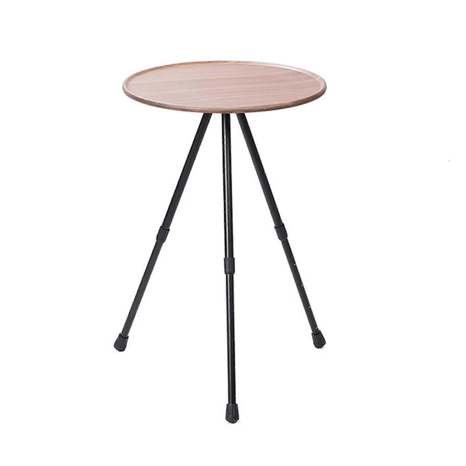 Folding Camping Table Picnic Table Made of Aluminium Alloy HeightAdjustable Telescopic Table Tripod Round Table for Picnic Wood Color.