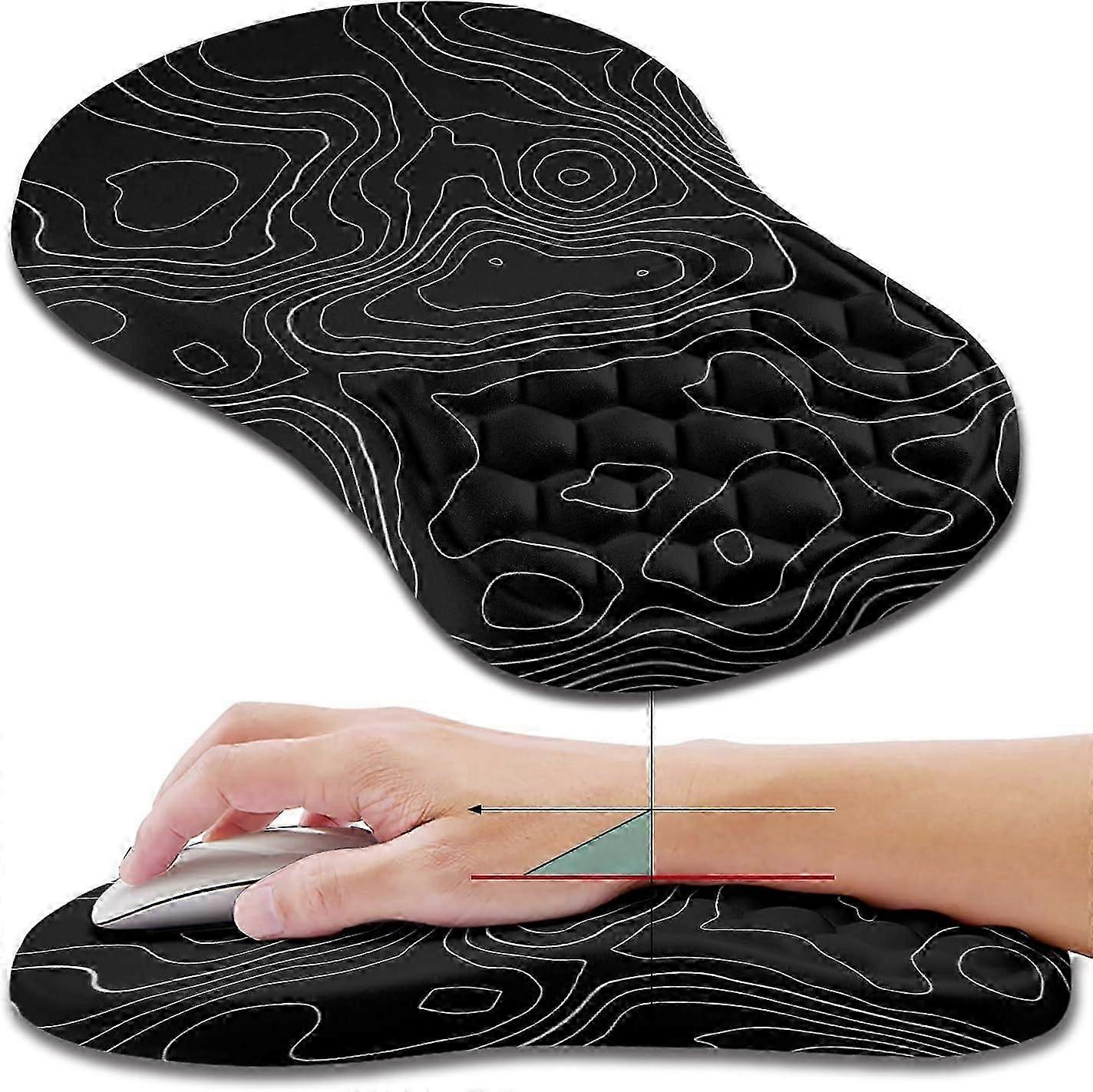 Ergonomic Mouse Pad Wrist Support, Wrist Rest Mousepad for Carpal Tunnel Pain Relief with Integrated Memory Foam Slope Massage Bulge (12x8 inch)