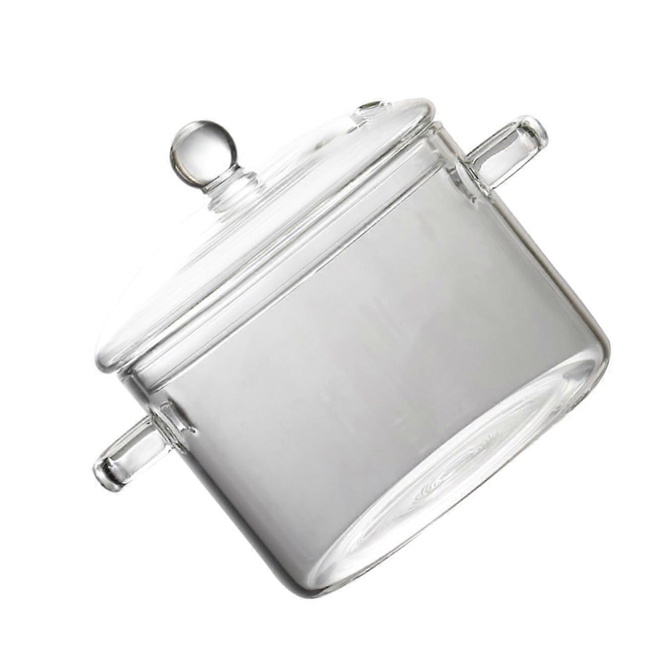 Clear Glass Soup Pot with Lid, 1350 ml Heating Glass Salad Bowl, Durable Kitchen Supplies for Cooking and Serving