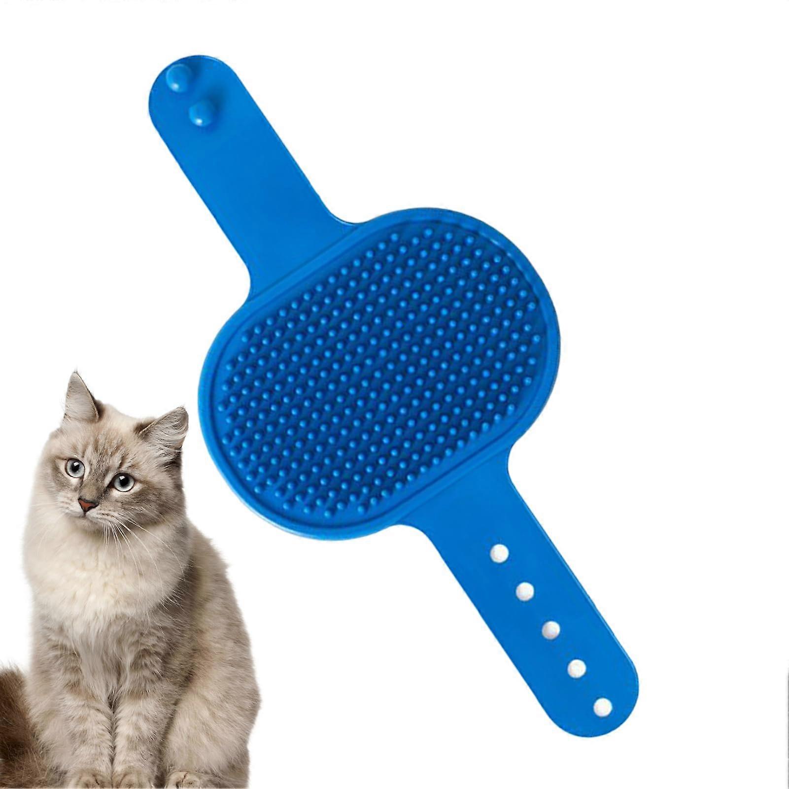 Cat Self-Care Device, Soft Silicone Cleaning Brush for Short and Long-Haired Cats and Dogs, Blue Face Scratcher for Furniture