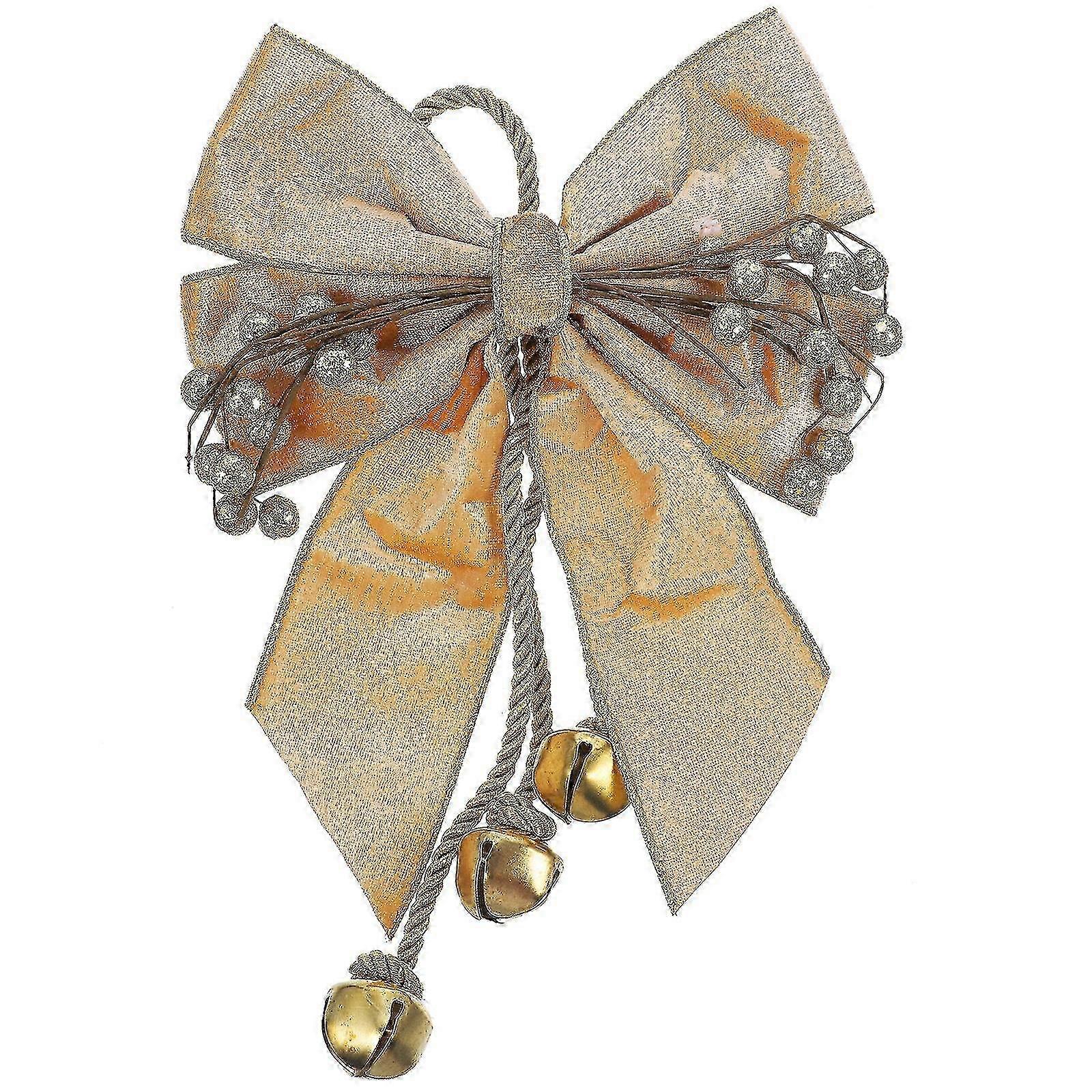 Festive Holiday Christmas Bow Decor With Bells for Tree Decoration