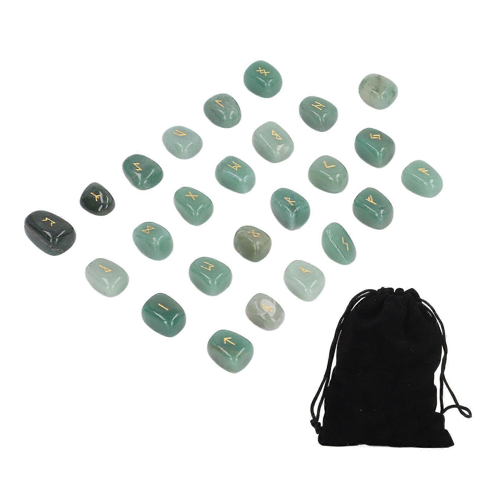 2025 Neuestes Modell 25pcs Runensteine Set Handgeschnitzt Poliert Grün Aventurin