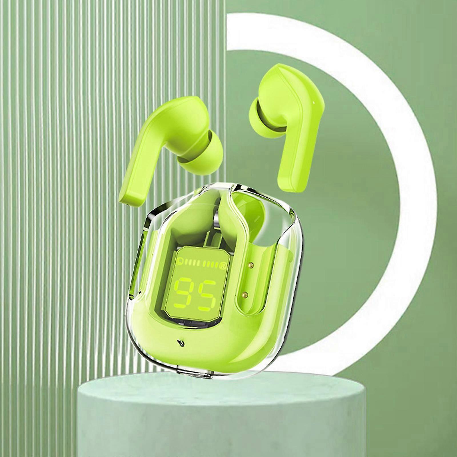 Écouteurs sans fil, écouteurs Bluetooth avec écouteurs translucides à réduction de bruit enc, microphones stéréo hi-fi doubles Mini écouteurs intra-auriculaires Touch Contro