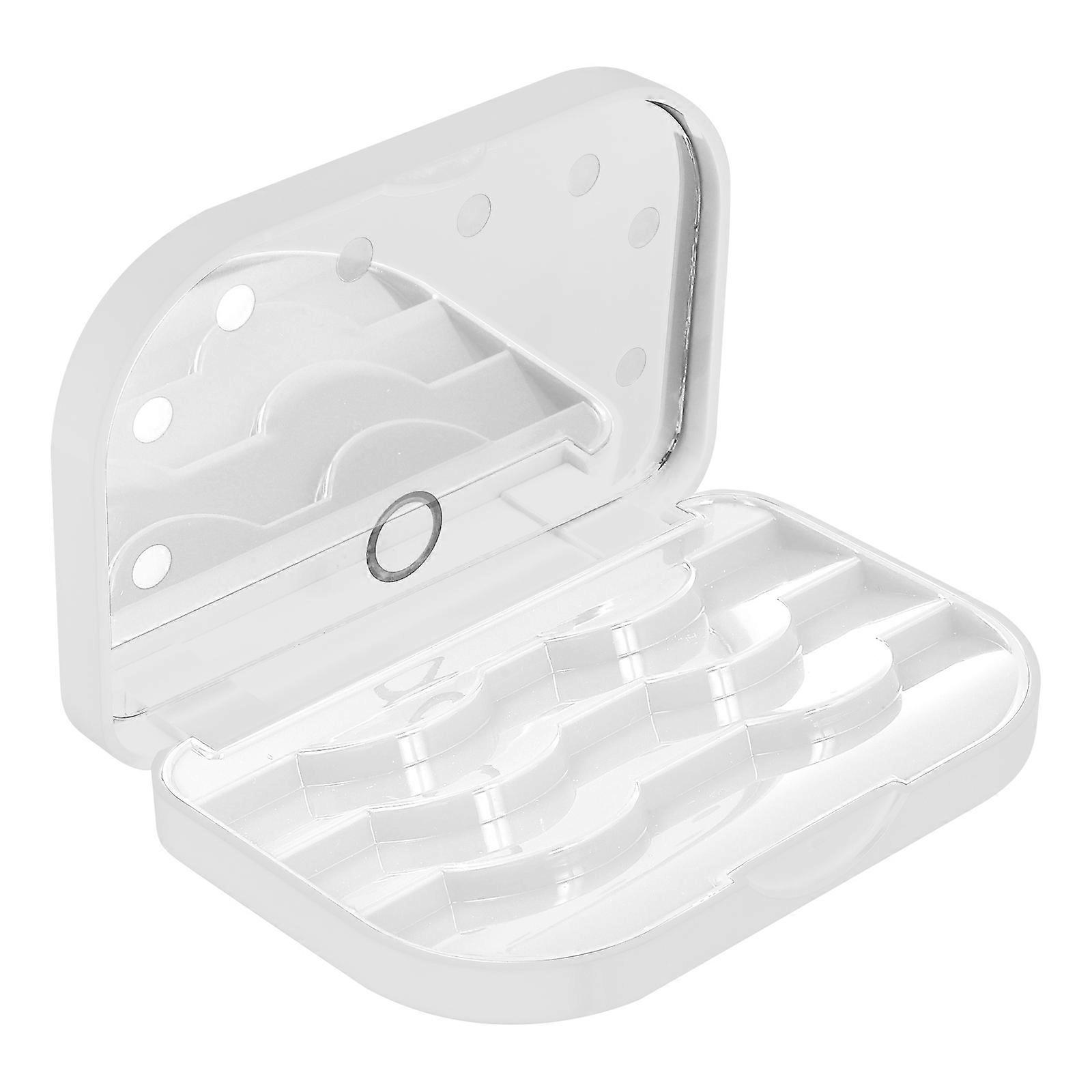 White Plastic Eyelash Organizer with Mirror for Home Use Compact Size Lightweight Portable