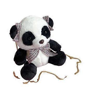 New furry chain bow panda bag plush toy cartoon bag
