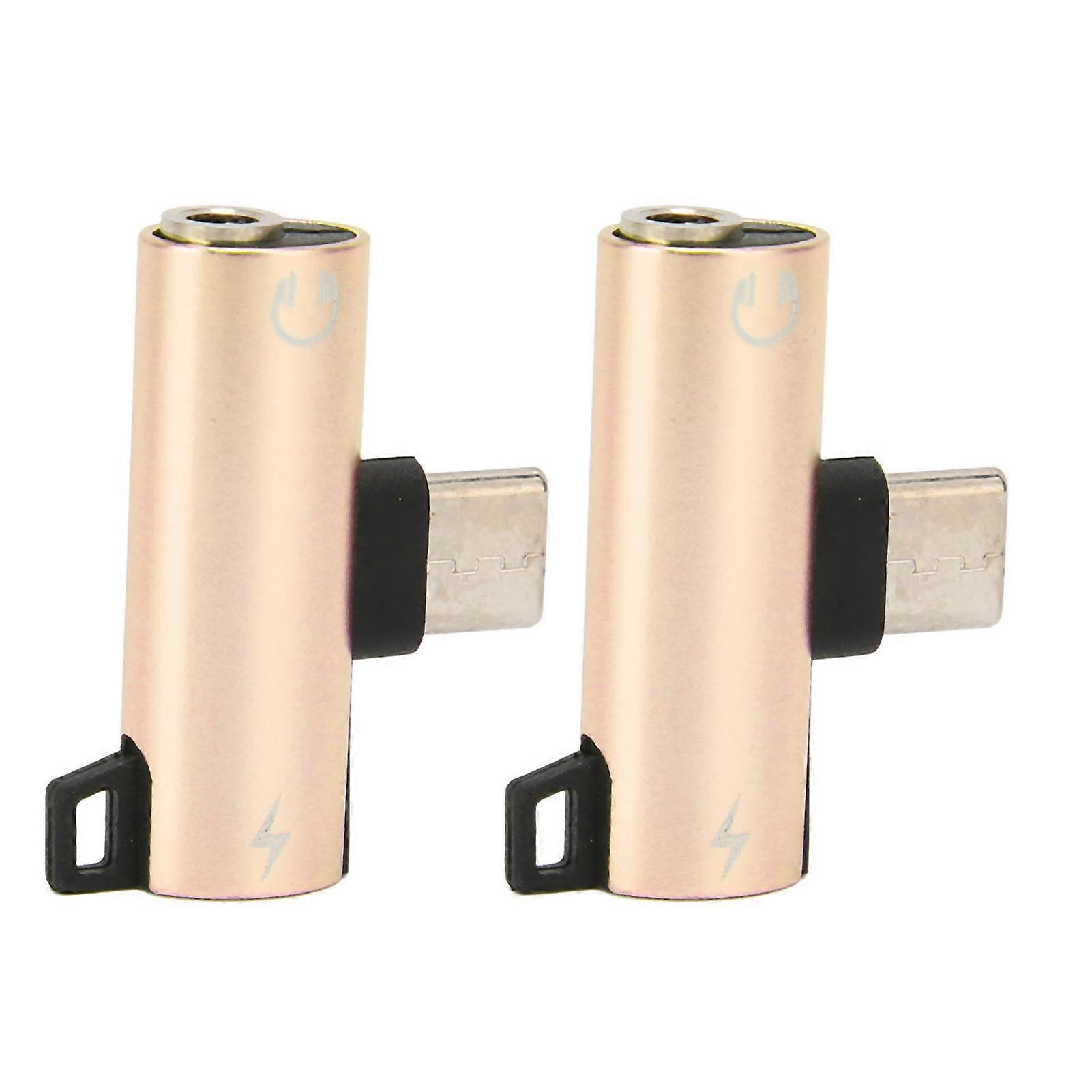 2Pcs C to Adapter 2 in 1 Type C 3.5mm Listening Music While Charging Durable ABS USB C to o Jack