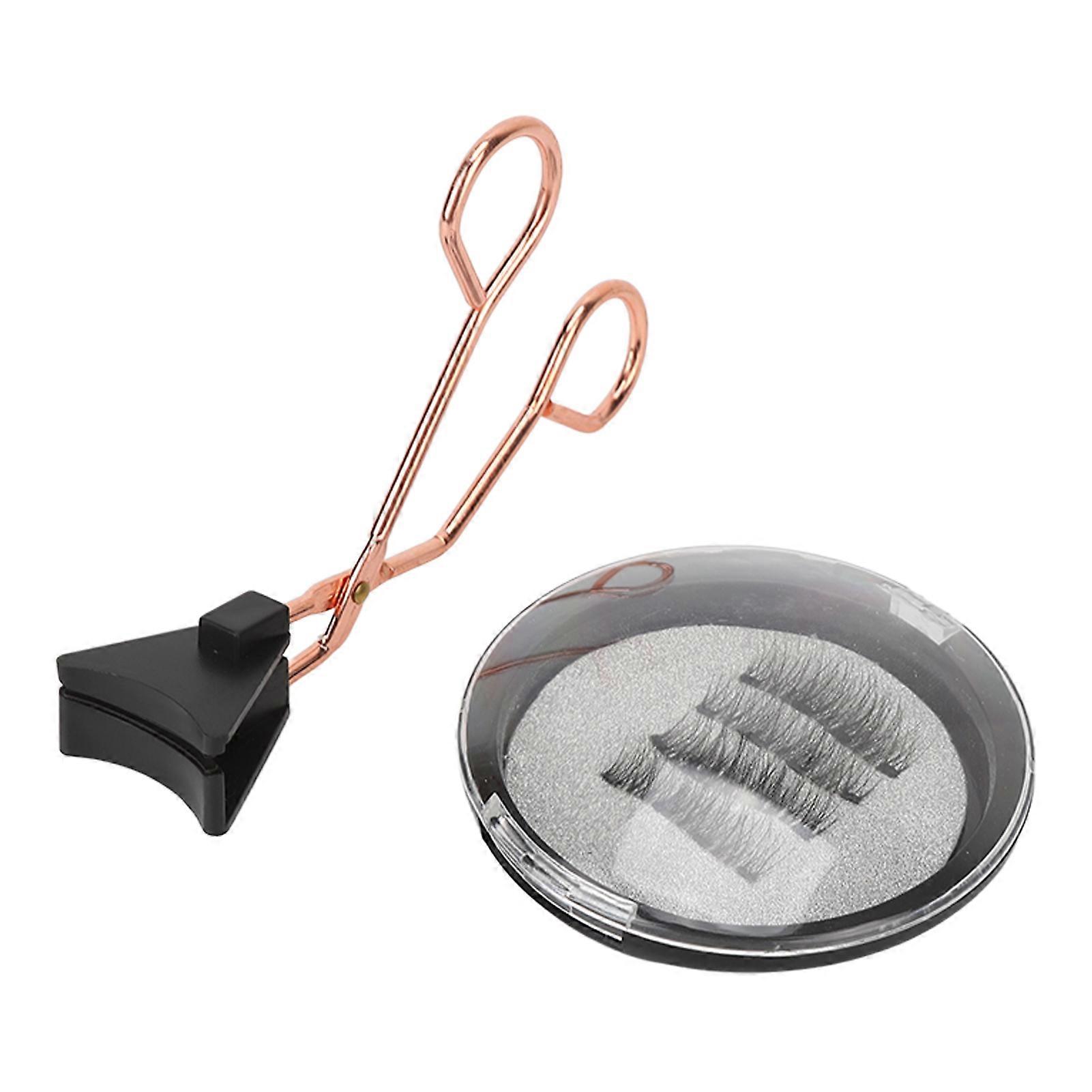 4pcs Magnetic Eyelashes Applicator Glue Free Lightweight Sweatproof Fluffy Magnet Eyelashes Clip Set for Beginners