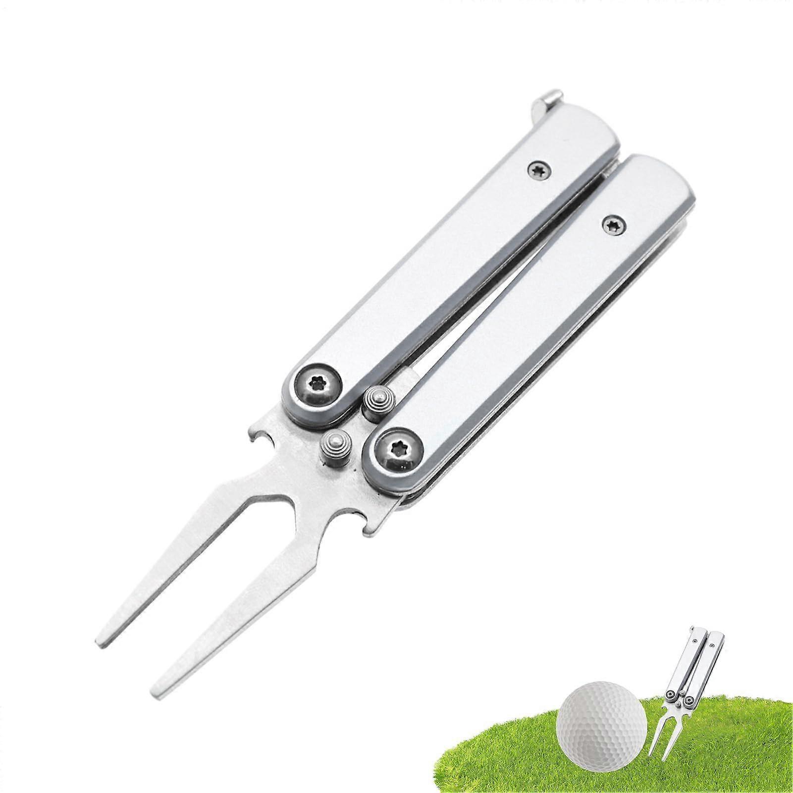 Multifunctional Golf Tool, Portable Divot Tool Silver Beer Bottle Opener