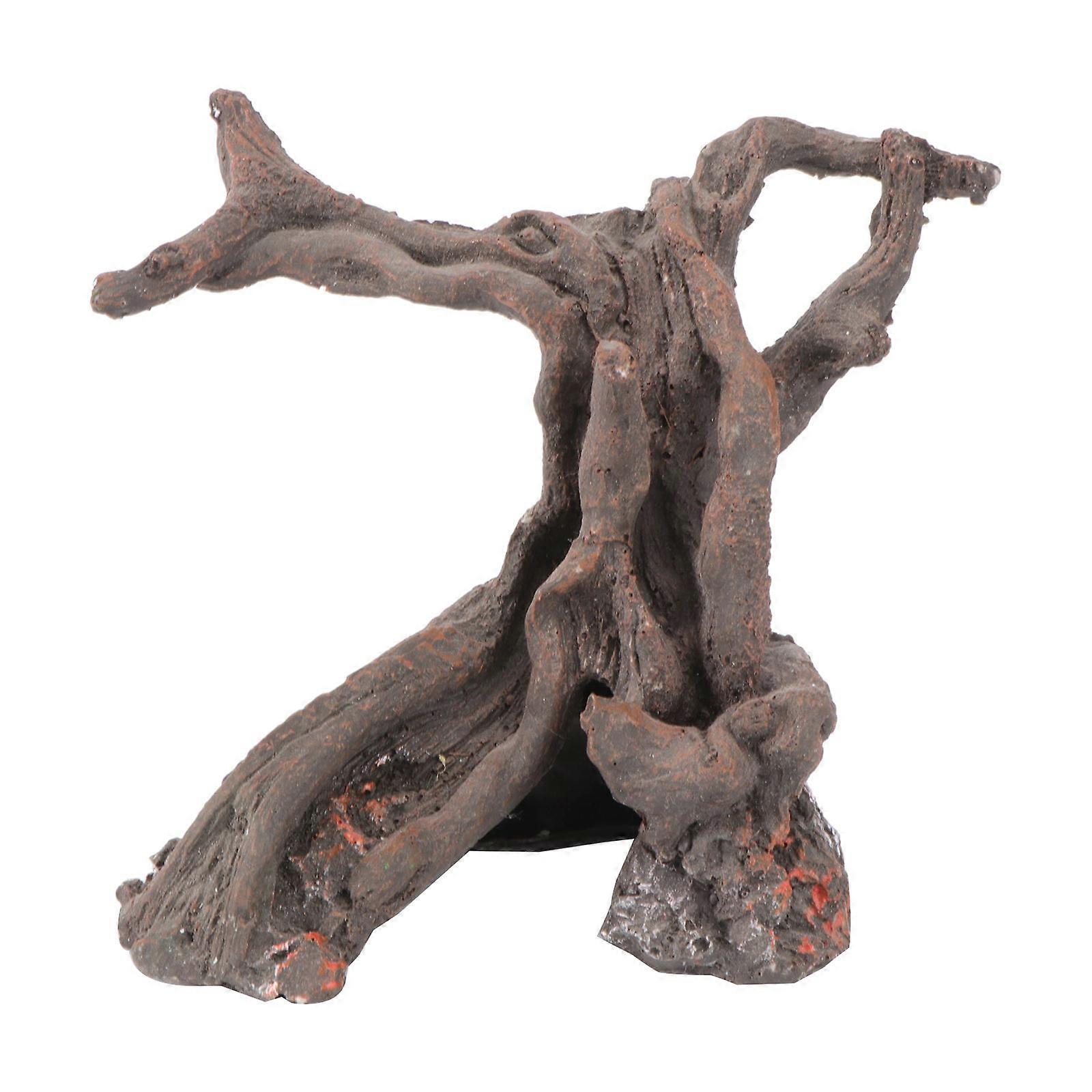 Aquarium Decoration Miniature Tree Adornment Coffee Color 1Pc