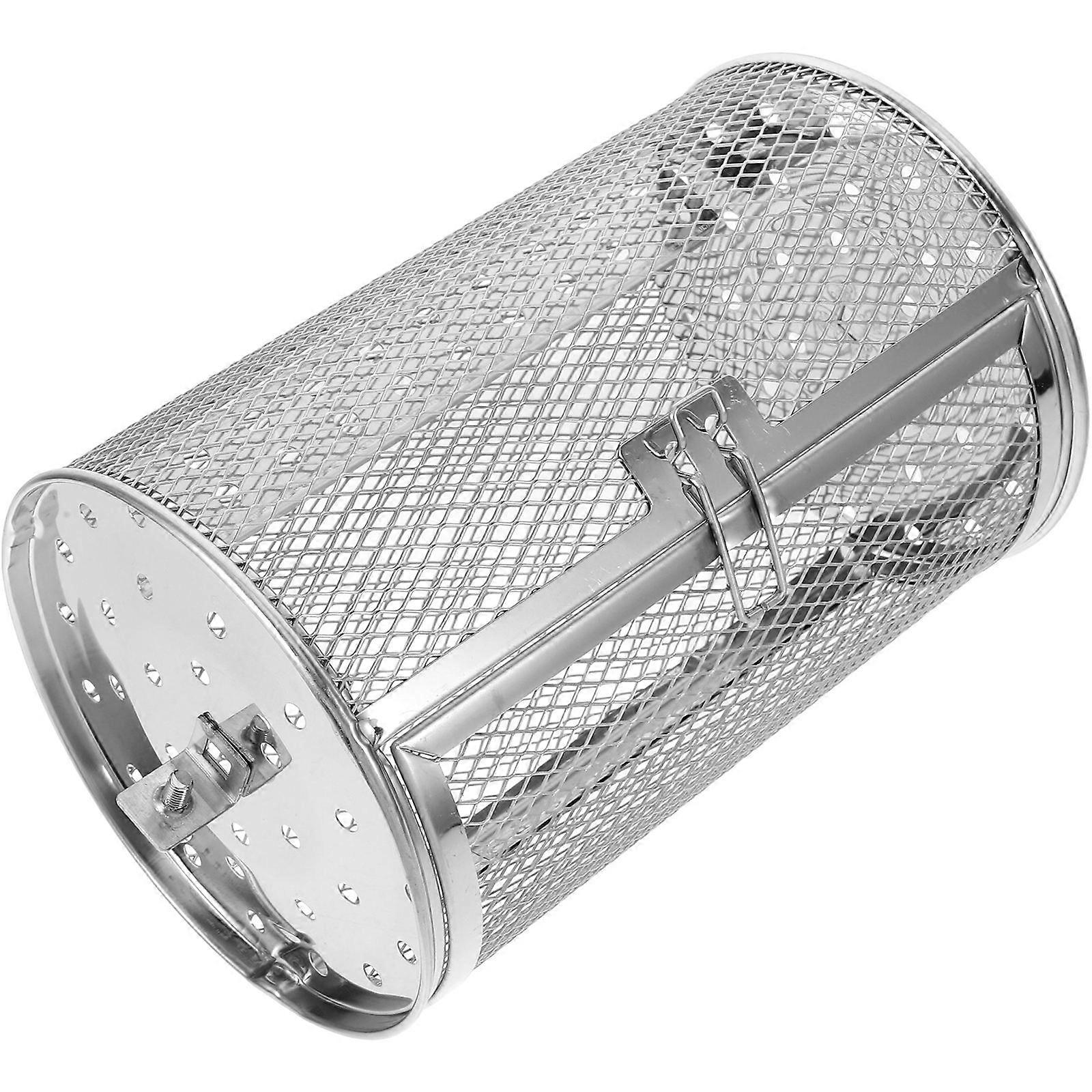 Rotisserie Basket Stainless Steel Grill Cage For Even Roasting BBQ Oven Household Cooking Accessories 8.25X4.72X4.72In Round Drum Design 1Set