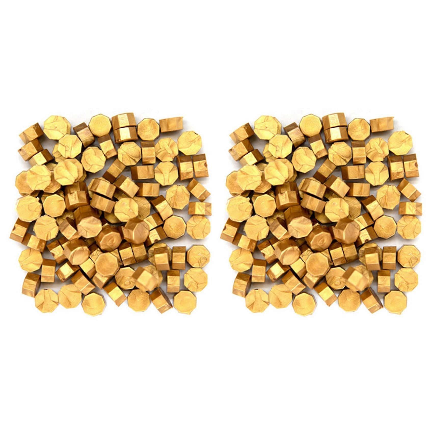 200 Pieces Wax Seal Beans Stamps Beads in Gold Color for Envelope Sealing and Craft Projects