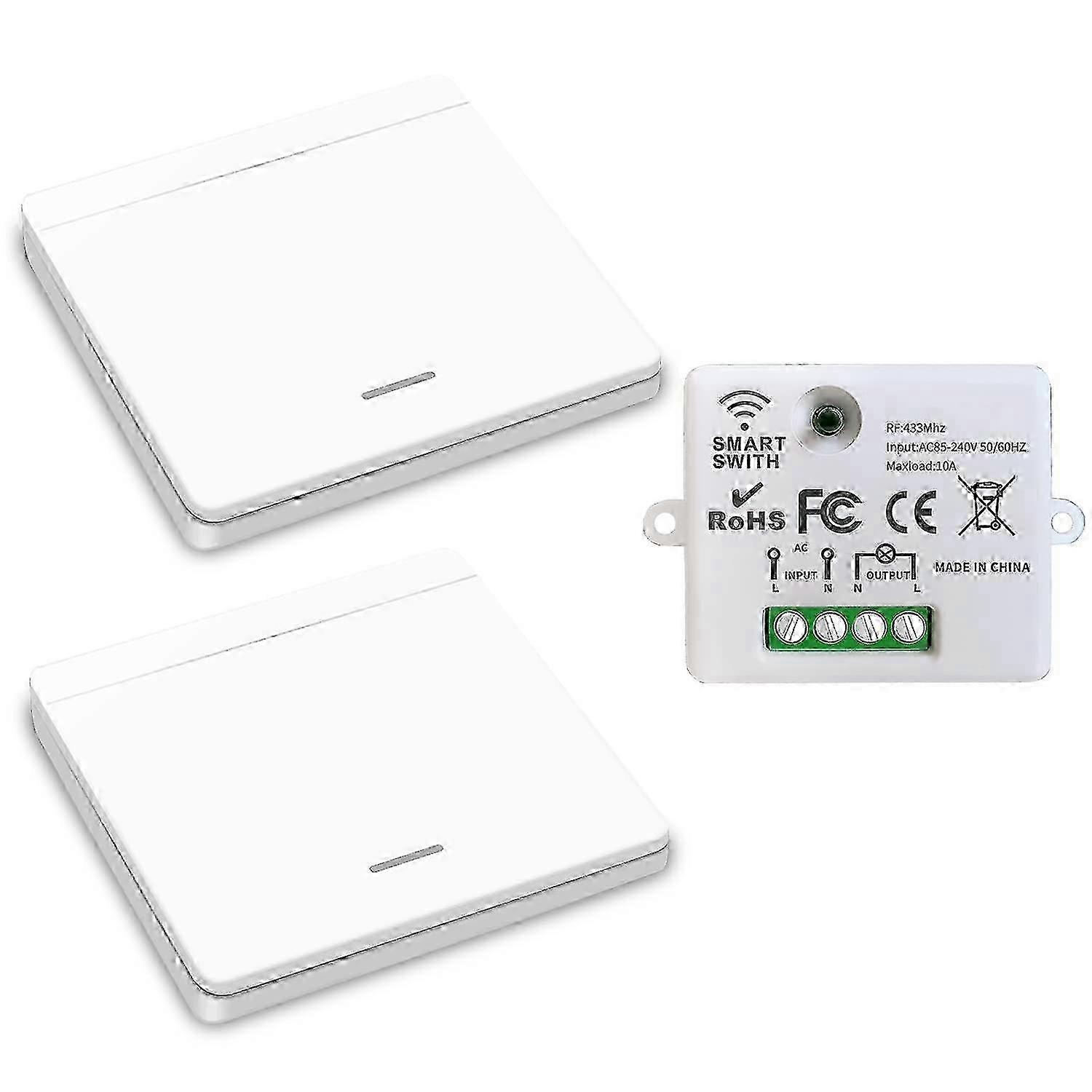 Wireless Light Switch, RF Transmitter with 10A Receiver for Compatible Lamps