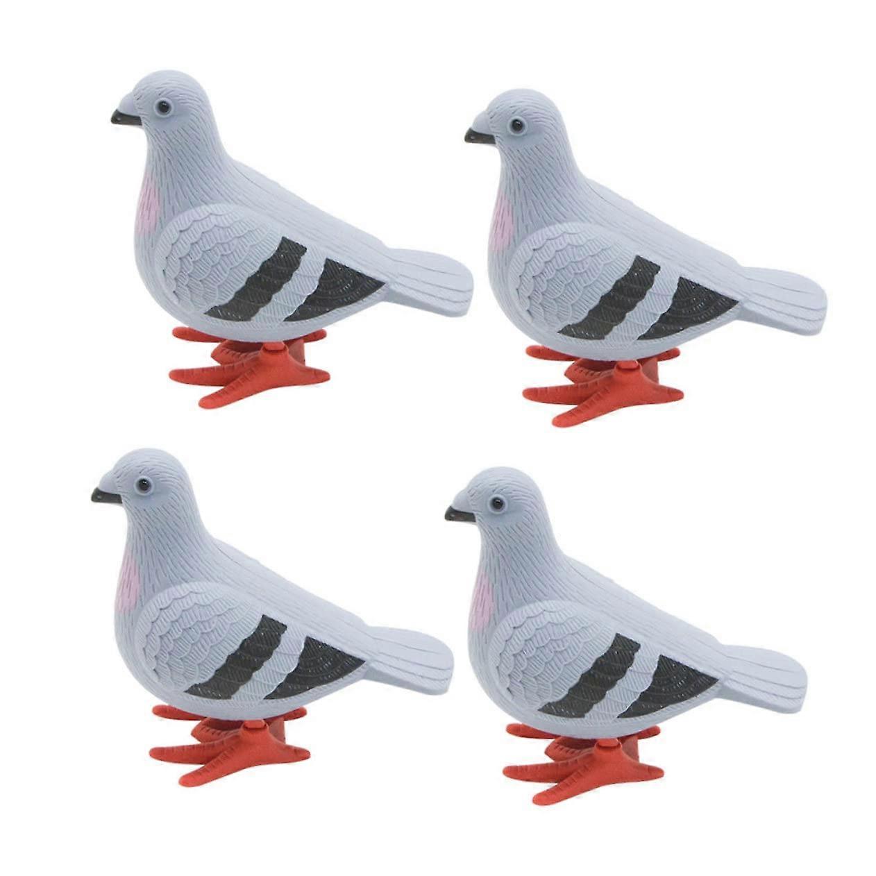 4 Piece Pigeon Model Wind-Up Toy Set for Playroom Decoration, Random Colors, Promotes Creativity and Fun