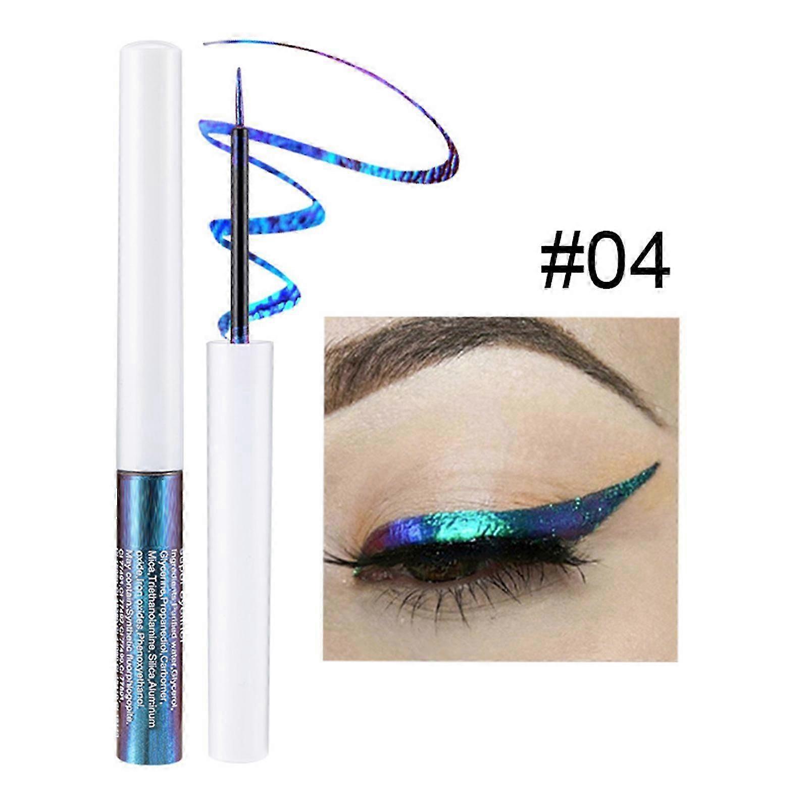 Chamäleon Flüssiger Eyeliner, Gold-Metallic-Satin Hochpigmentierter farbiger Multi-Reflecting-Finish-Glitzer-Eyeliner-Lidschattenstift