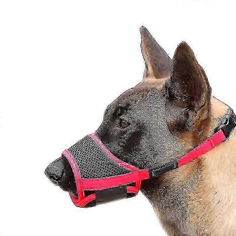 Dog Muzzle, Soft Nylon Anti-dropping Muzzle, Air Mesh Breathable Drinkable Dog Muzzle With Adjustable Loop-M-Red
