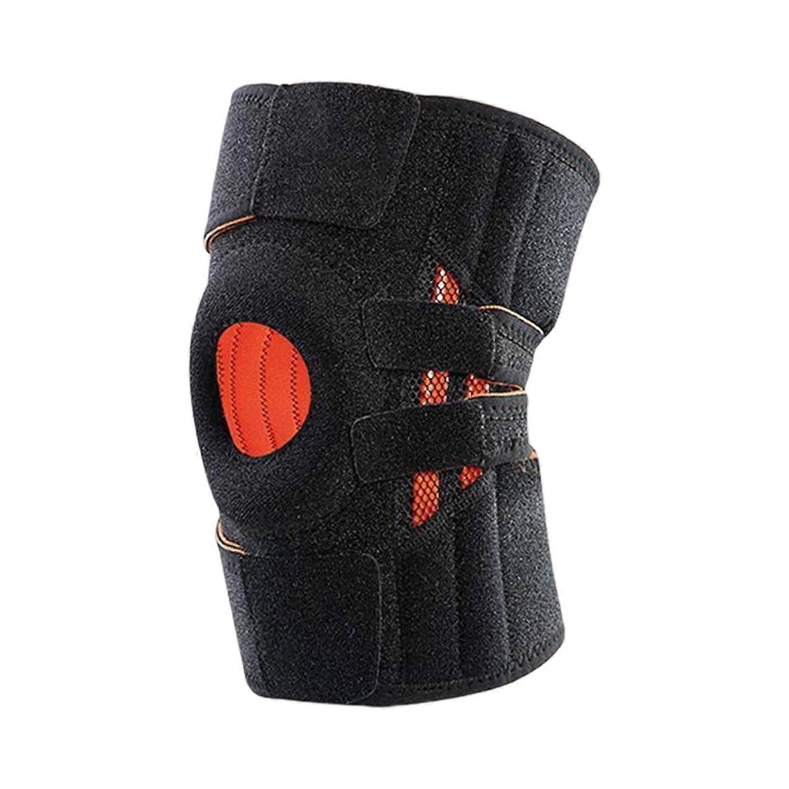 Breathable Knee Support Adjustable Knee Brace Practical Knee Pads Easy to Use Knee Guard for Working Running Hiking Orange black