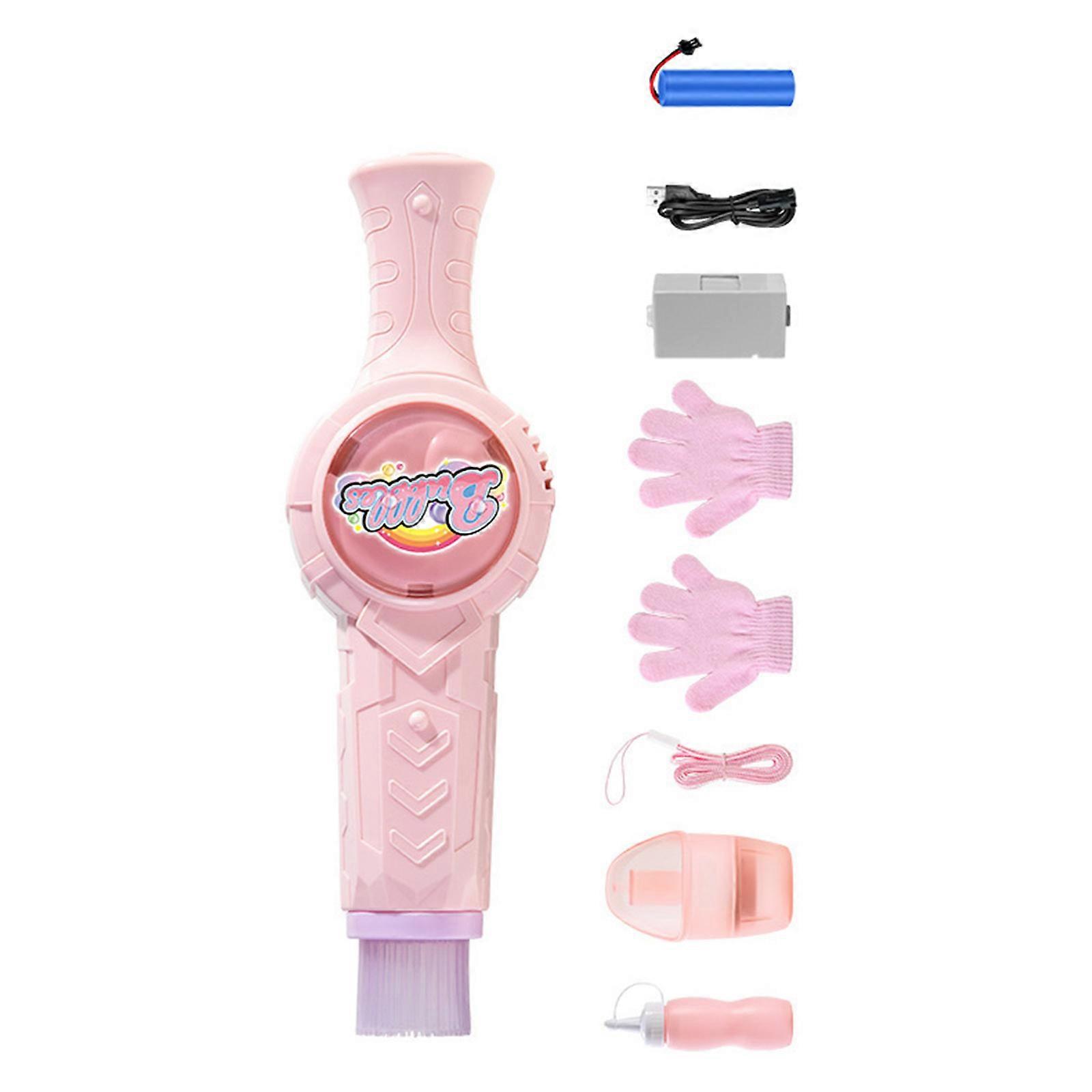 Rechargeable Handheld Bubble Machine Toy For Children Create Large Bubble And Mist Effects for Outdoor Entertainment Pink