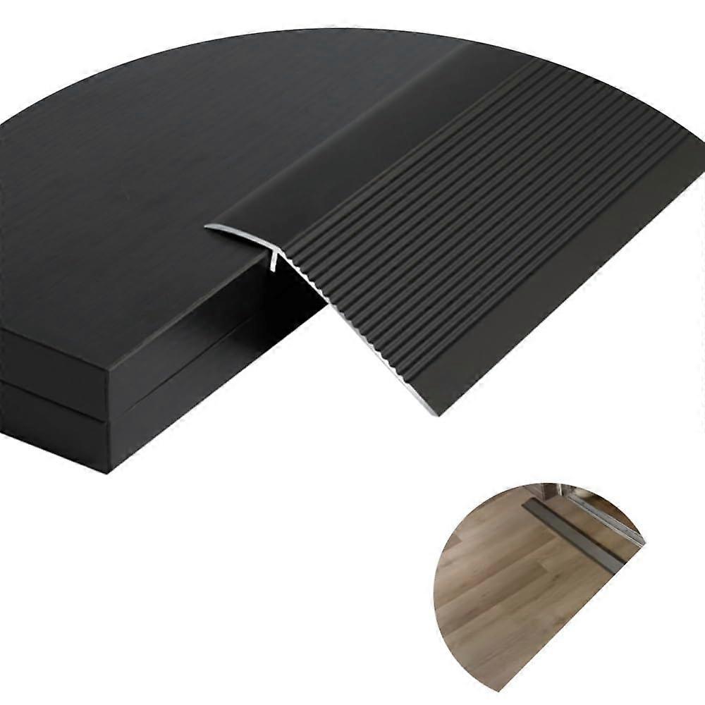 Aluminum Floor Transition Strip 36" 2" Height Black Edge Trim for Gaps, Threshold Ramp, 0.5m Length