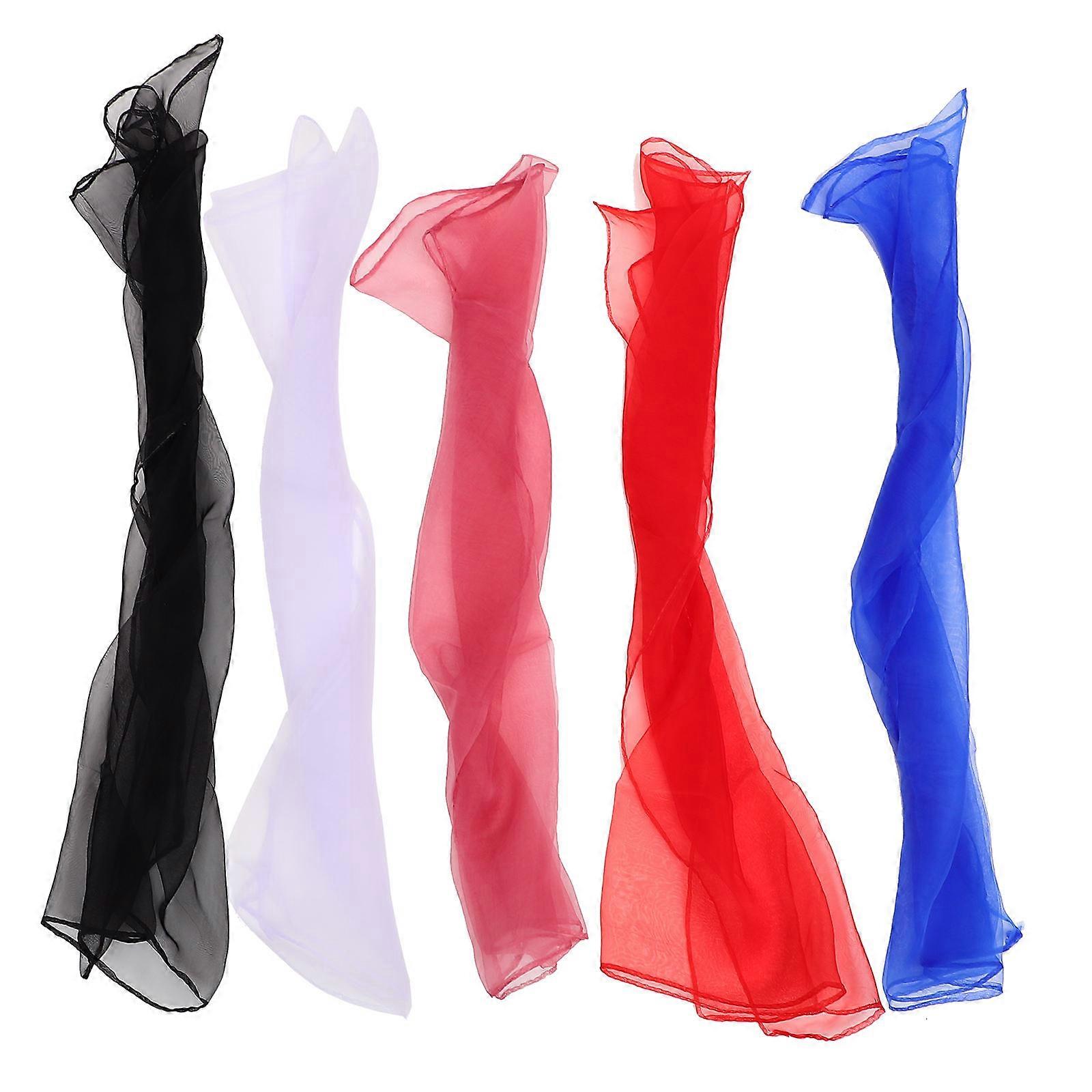 5pcs Bright Dance Scarves Set Juggling Performance Props for Dancing, Gymnastics & Play Assorted Colors Including Blue, Pink,