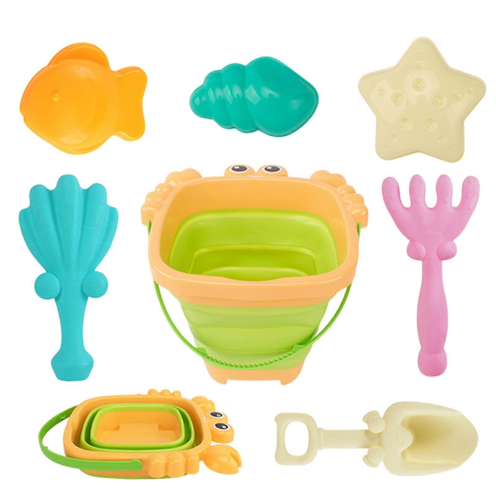 Cartoon Sand Toy Kit for Kids Foldable Bucket Digging and Stacking for Castle Building, Ages 3 to 10