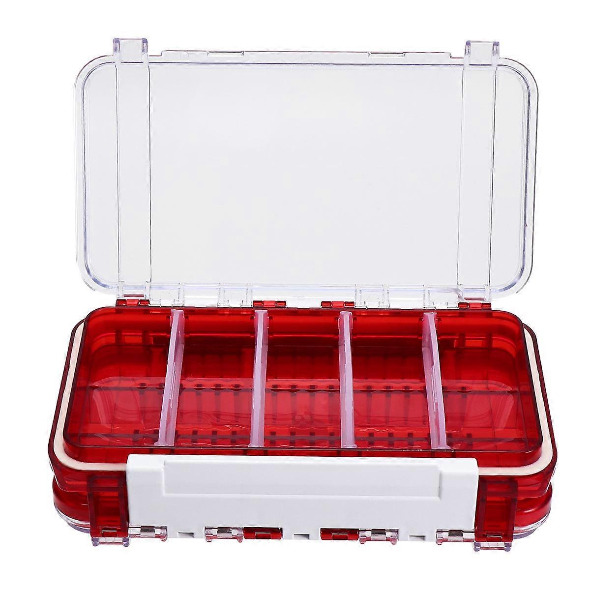 Double Layer Waterproof Fishing Tackle Box Lure Box Hook Bait Storage Box Outdoor Fishing Accessories Red