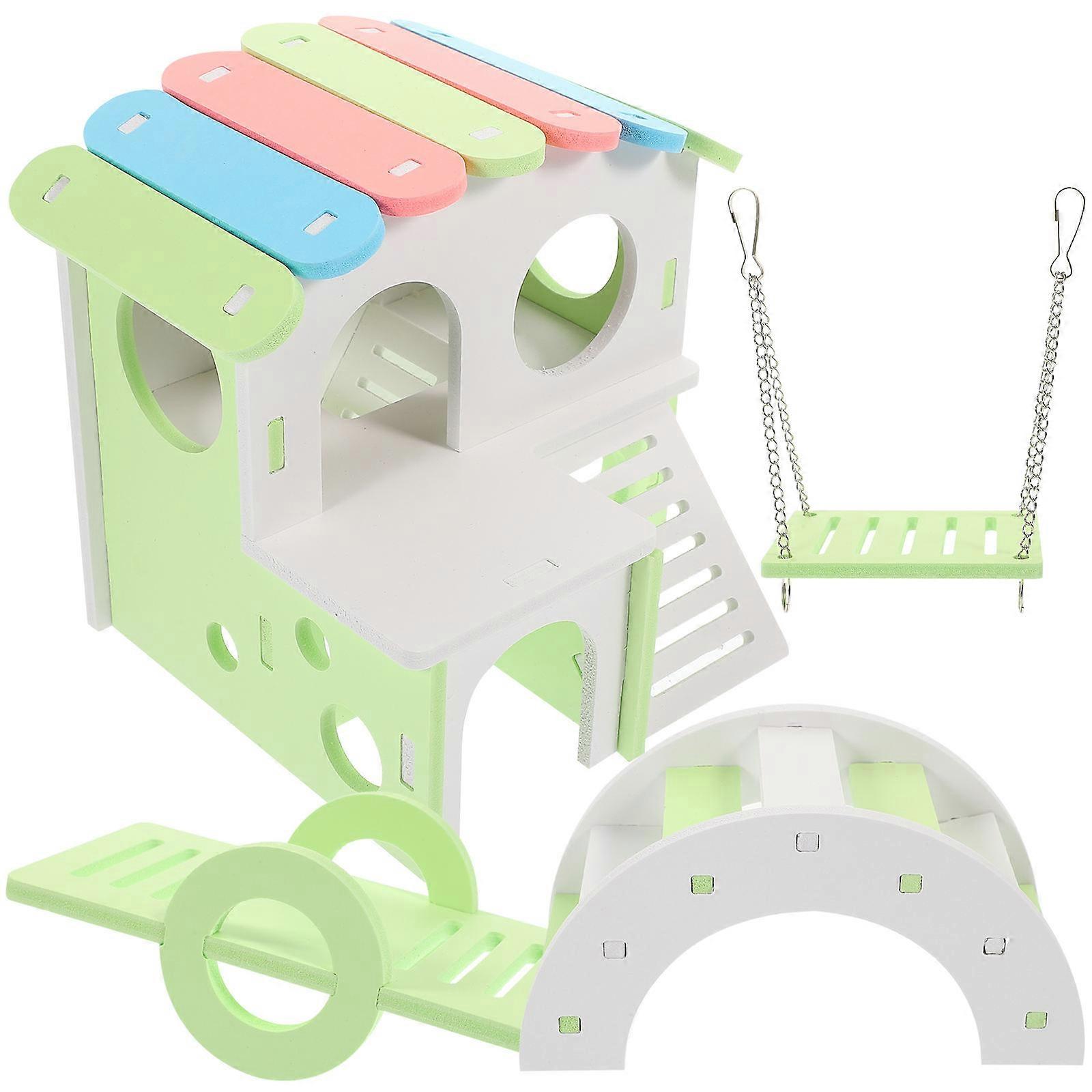 Hamster Maze Hideout with Ladder & Swing – Foraging House for Guinea Pigs, Hamsters, and Small Pets