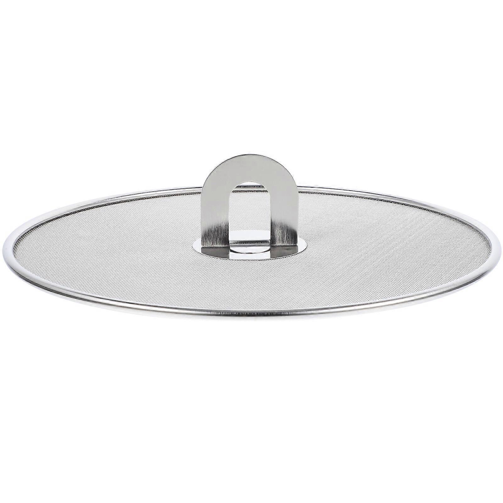 Fry Pan Cover Splatter Screen Anti Splash Oil Mesh Cooking Safety Easy to .8×9.8×0.4in Silver 1Set