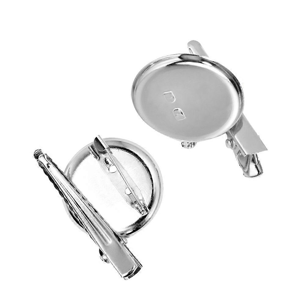 Brooch Base Setting with Clip Iron Tray for DIY Jewelry Making Silver 3.5CM
