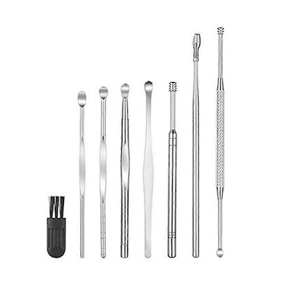 Stainless Steel Ear Wax Removal Set – Durable, Skid Resistant Ear Cleaning Tools for Personal Healthcare, 8 Piece Portable Kit
