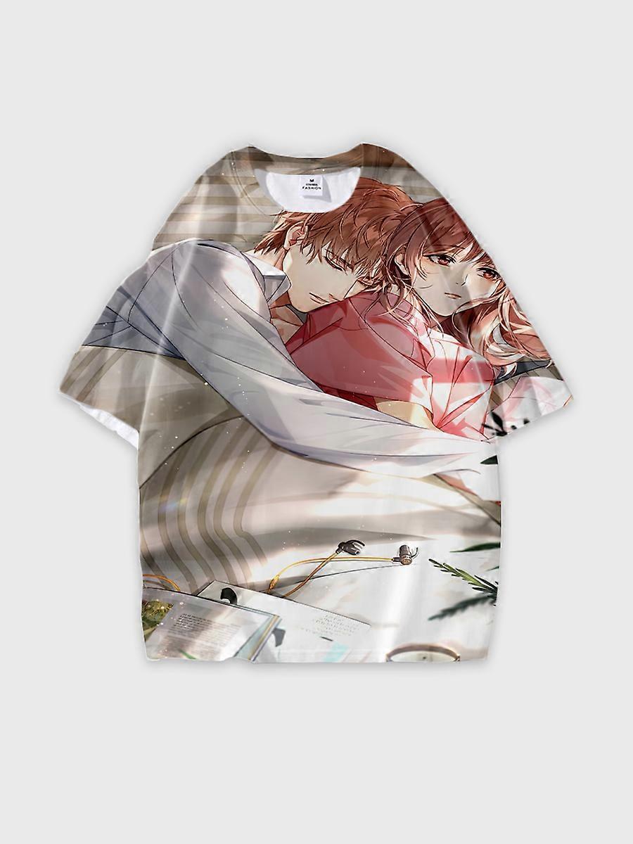 T-shirt round neck Role Pattern loose short sleeve E692