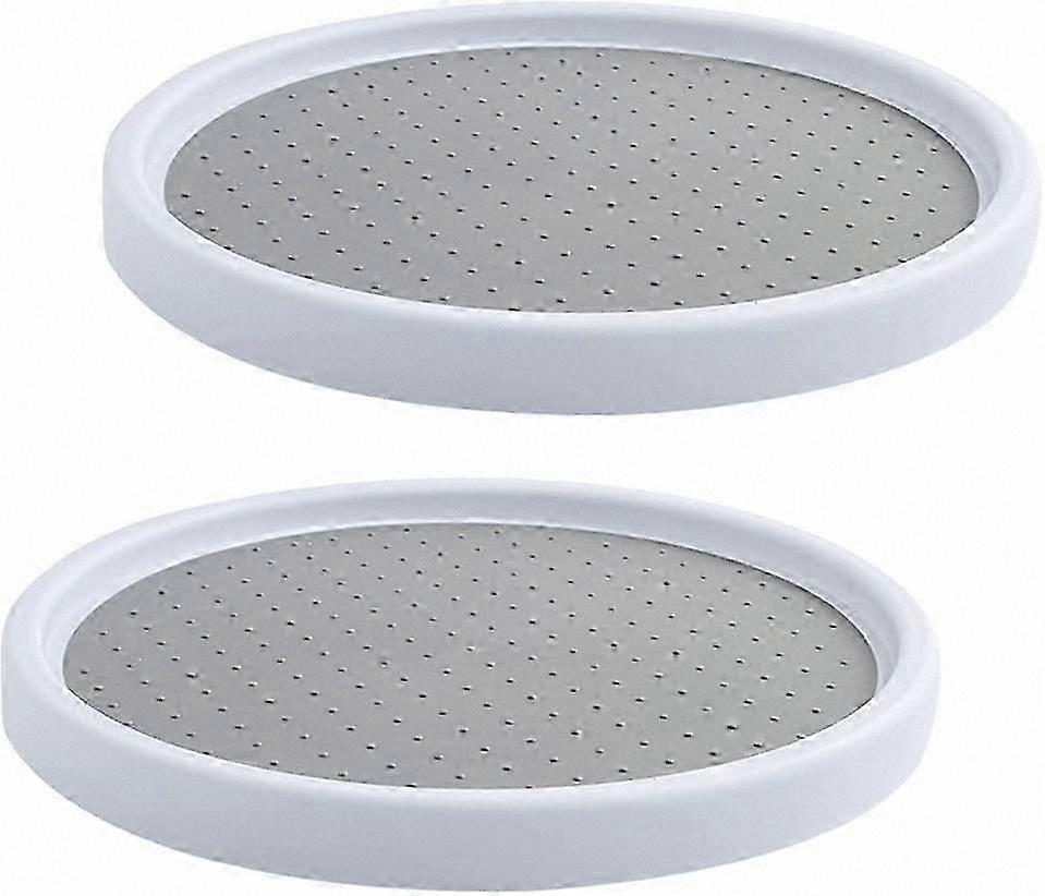 Rotating Spice Organizer, 2-Pack Round Kitchen Storage Tray for Spices and Condiments