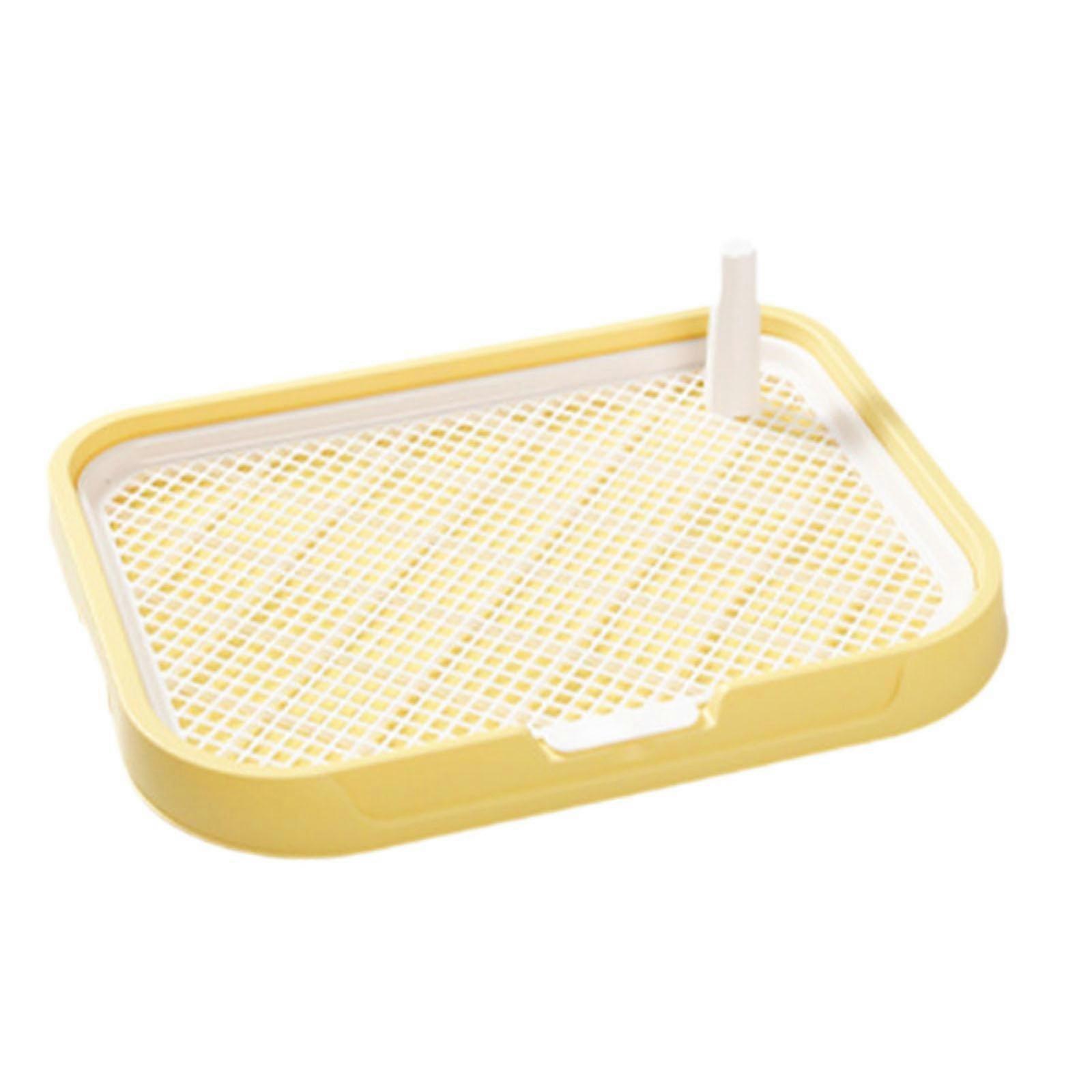 Dog Potty Toilet with Removable Post and Splash Guard Holder for Dog Pads and Pets in Yellow, Durable and Easy to Clean