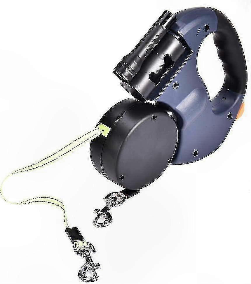 Dual Retractable Pet Leash with Waste Dispenser and Flashlight Functionality