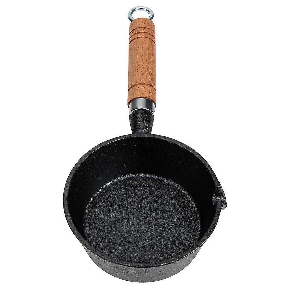 Butter Melting Pot with Wood Handle for Home Use Easy to Clean Iron Black Small Cooking Pot 3.5in