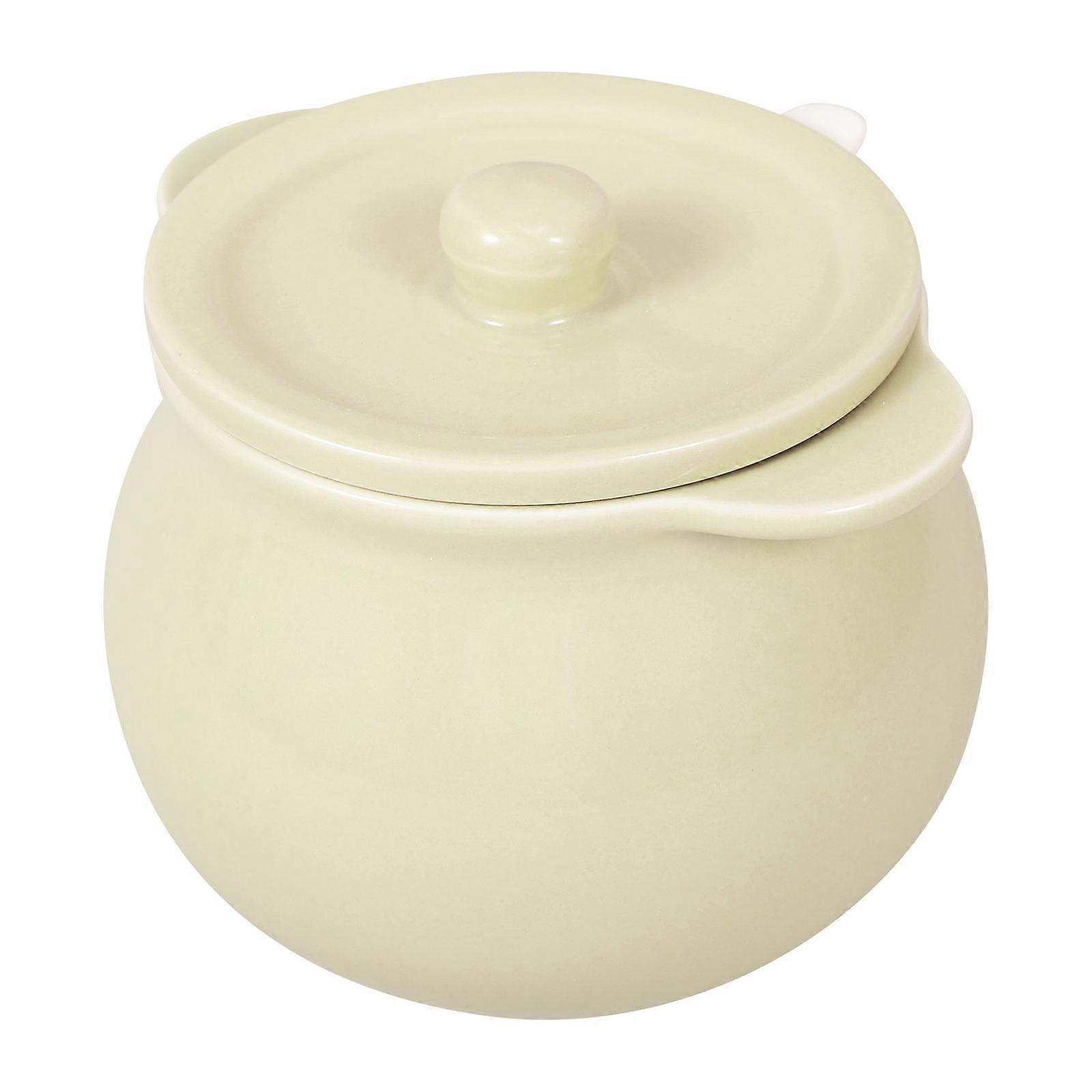 Lard Keeper with Spoon 1Set Light Yellow Ceramic Jars with Lids for Storage, Elegant Table Decor