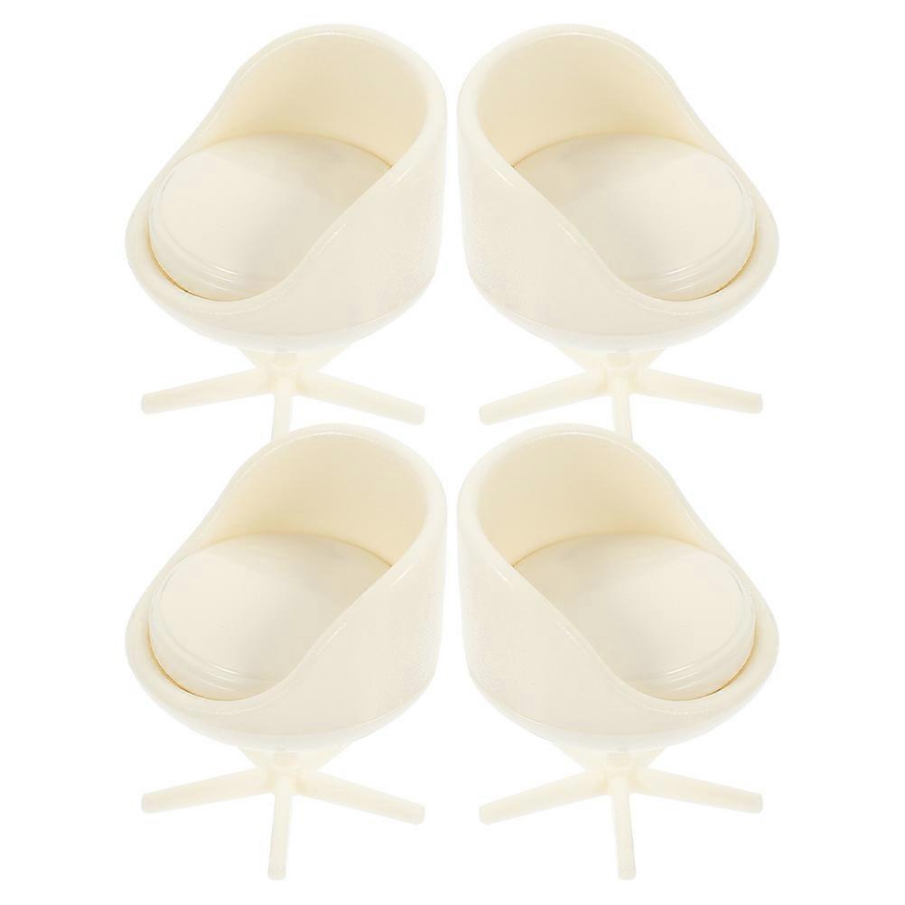 Mini Furniture Set Swivel Chair Shape Craft Decoration ABS Material Versatile Application 4Set