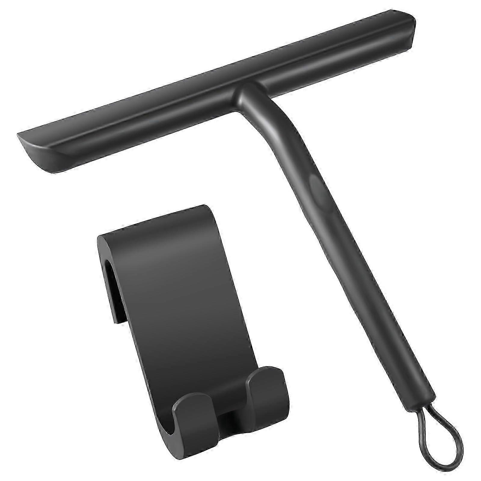 Shower Squeegee-Bathroom Squeegee with Holder-21cm Black