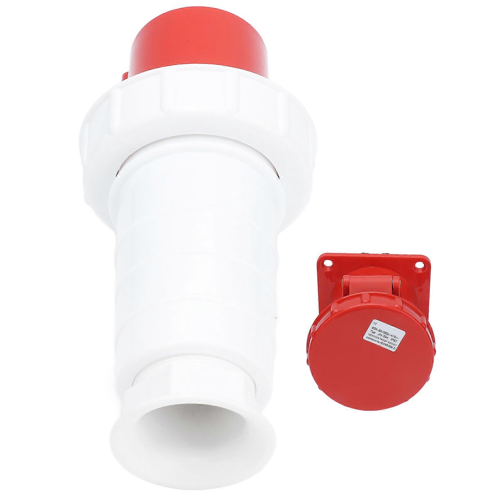 Industrial Socket Plug Electrical Connector Set IP67 Waterproof 3 Phase 4 Pin 63A 3P+E 380415V