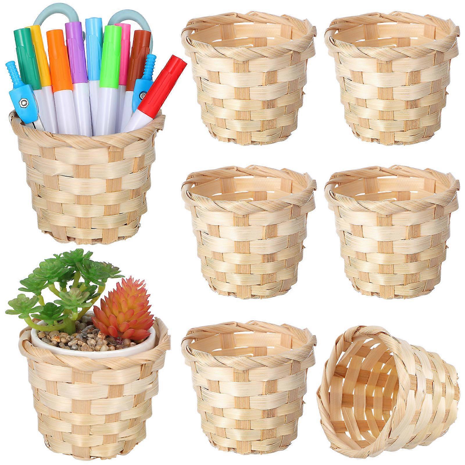 Khaki Bamboo Storage Basket Set of 6 for Decor and Organization Lightweight and Synthetic Material