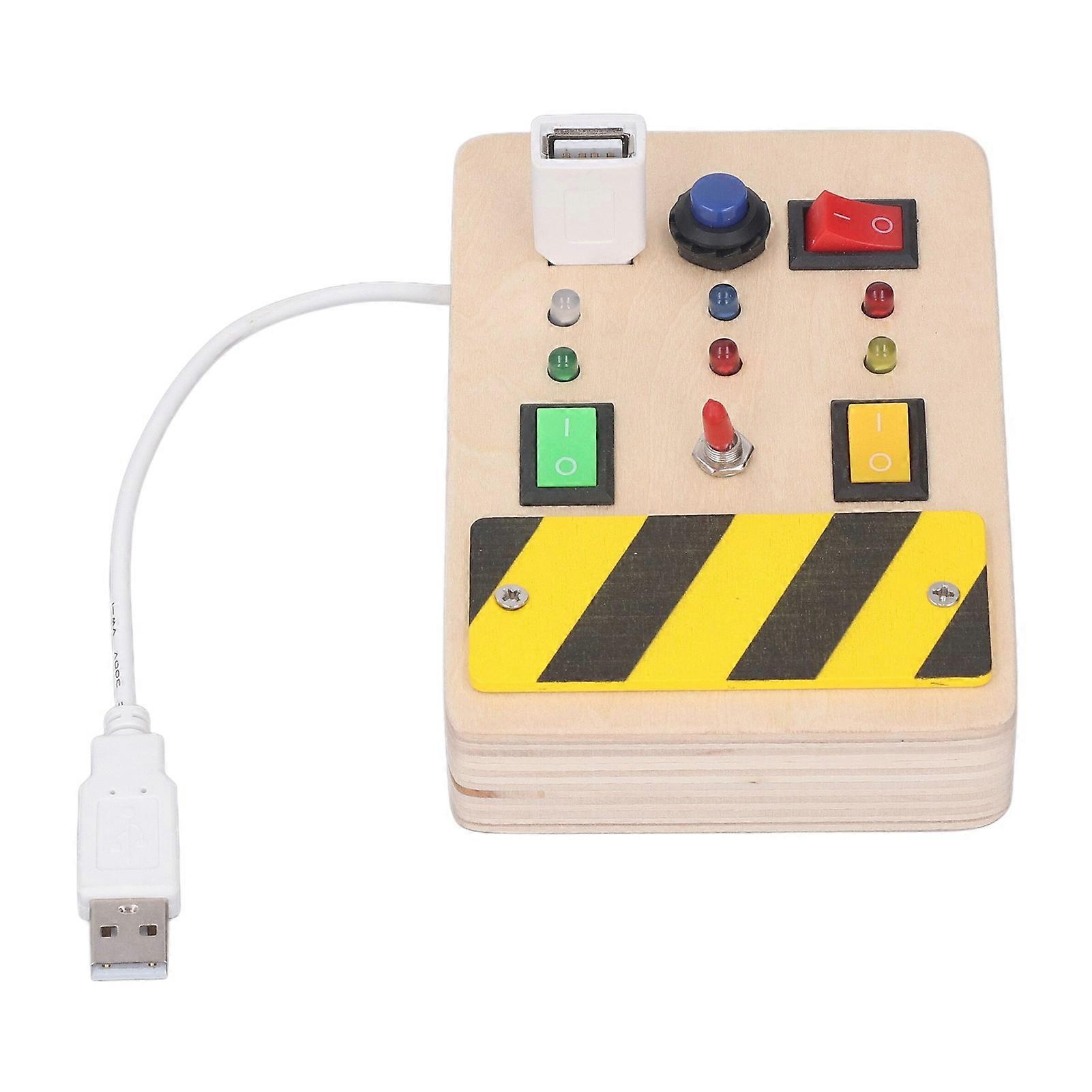 Wooden Switch Toys for Toddler Interactive Cultivate Creativity Intelligence LED Light Up Travel Toys Wooden Sensory Board