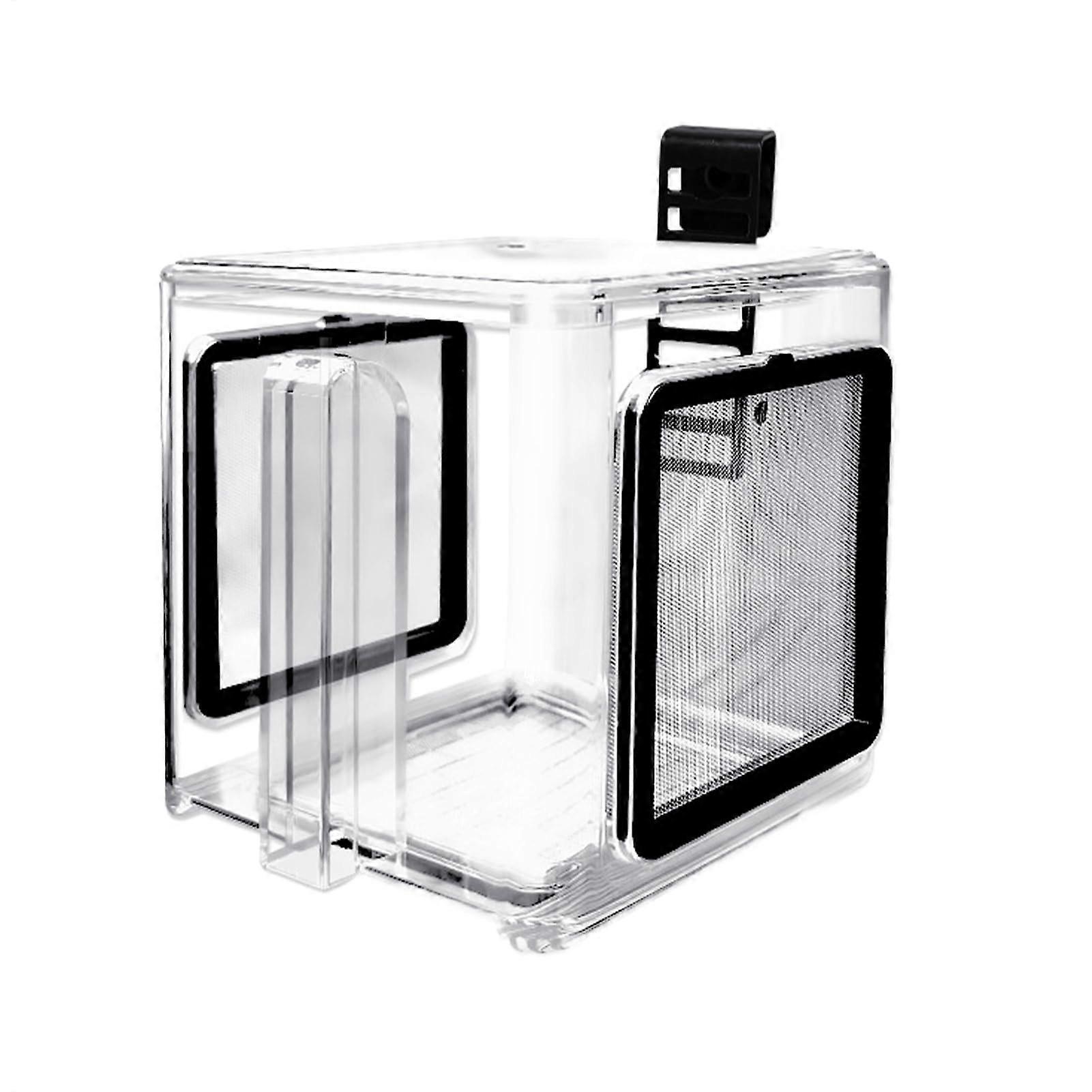 Breeding Box for Fish Tank - Acrylic Hatchery with Divider for Freshwater Shrimp and Guppy - Hangable Isolation Accessory