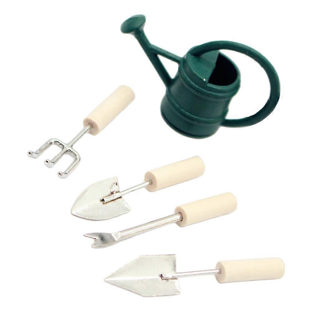 Durable Miniature Dollhouse Garden Tools with Tiny Watering Can for Decoration Use Assorted Color