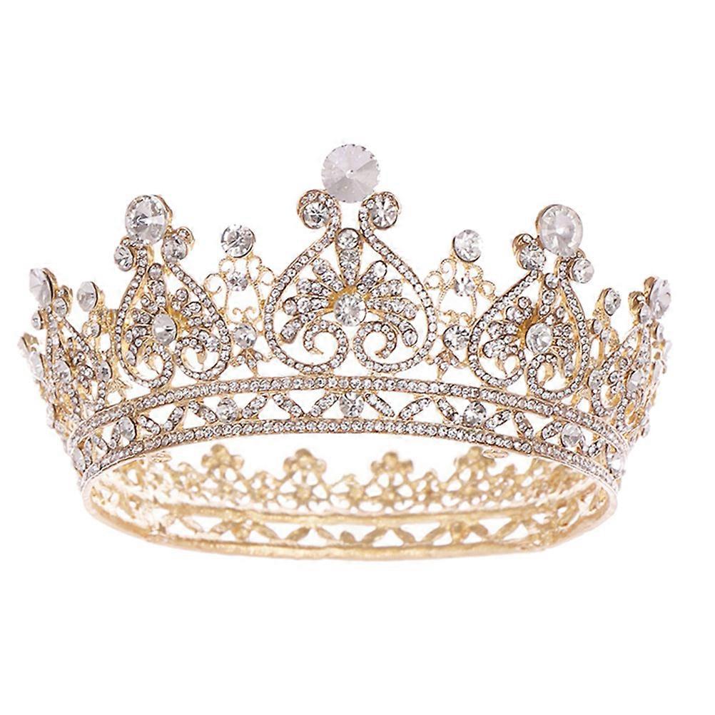 Kronehodepryd 1 stk. gyllen legering iøynefallende design brudekrone perfekt for kvinner bryllup