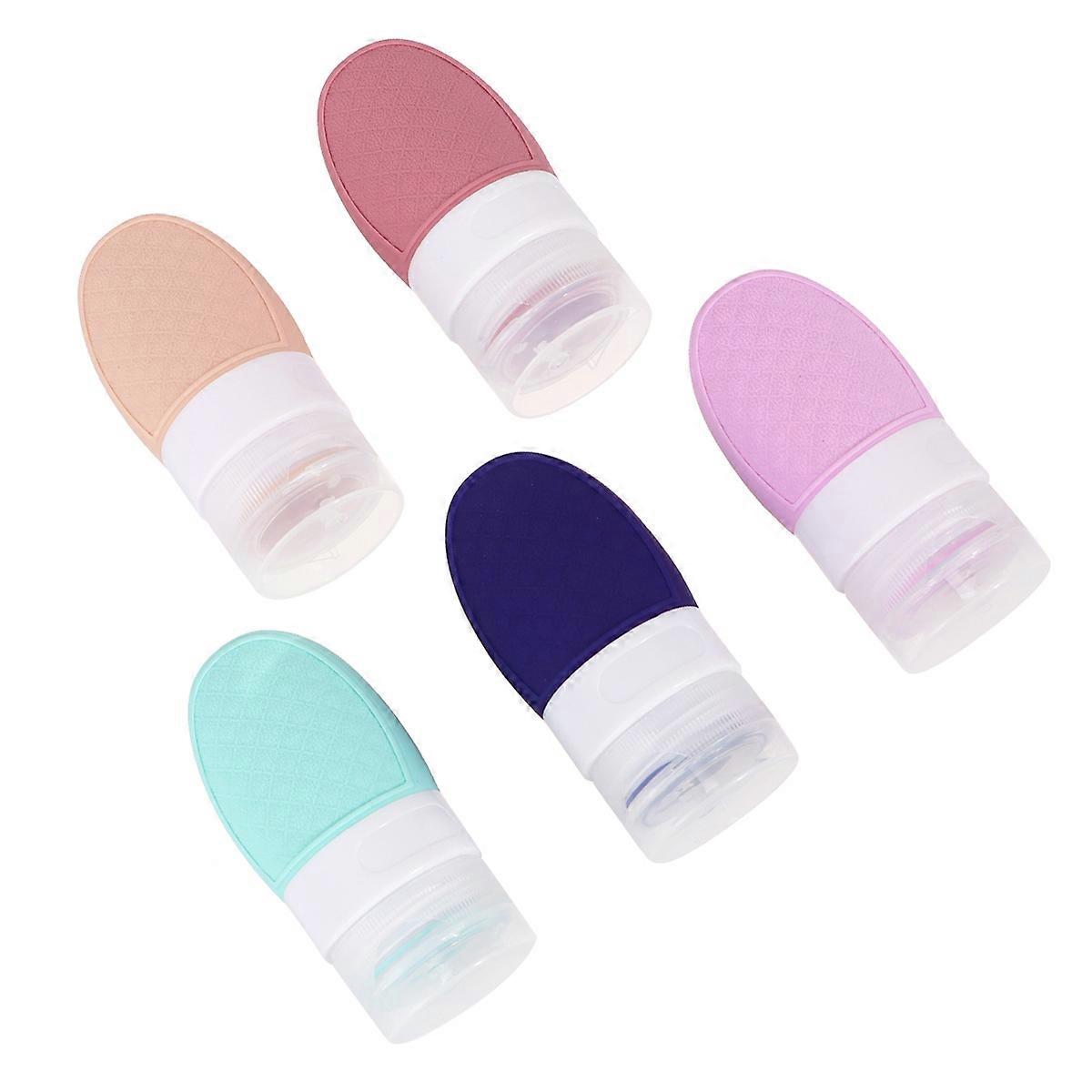 Assorted Color Refillable Subpackaging Bottle Set for Travel Storage Made of Durable Silicone and PP 37ml 5 Pieces