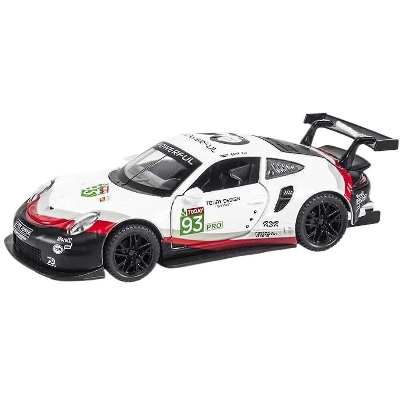 1:32 Scale Model Car of Porsche RSR Alloy DieCast, Simulated DieCast with Sound and Light, PullBack ReadyMade Car Model, White No Box