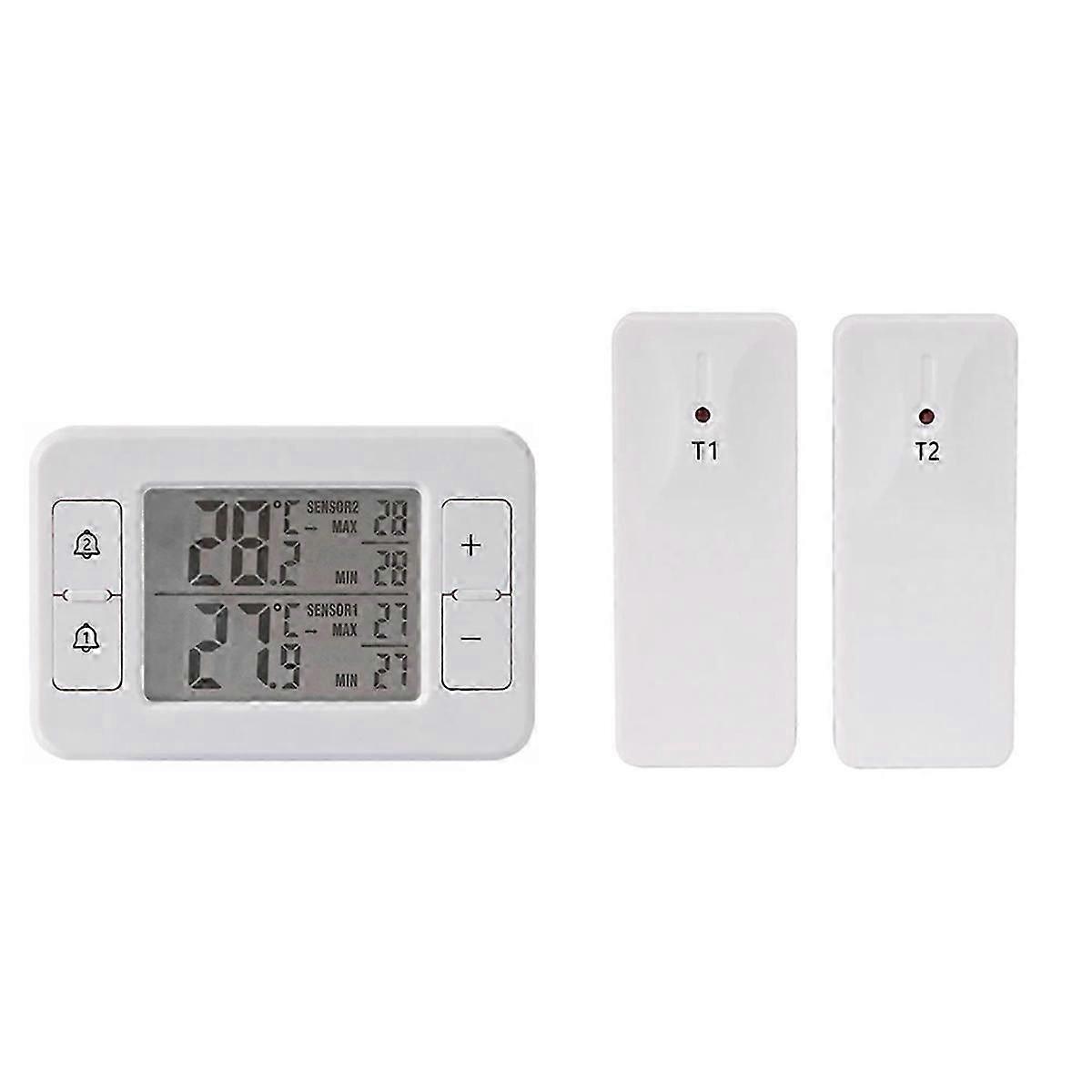 Wireless Transmission Thermometer LCD Digital Alarm Refrigerator Freezer Electronic Temperature Sens-Good