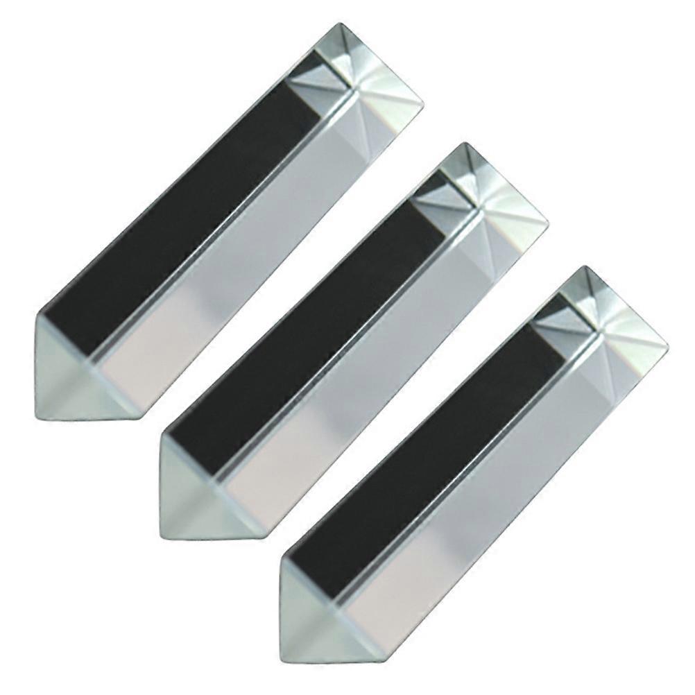 Teaching Tool 3Pcs Optical Glass Triangular Prism Light Refraction 3.54X0.79X0.79In